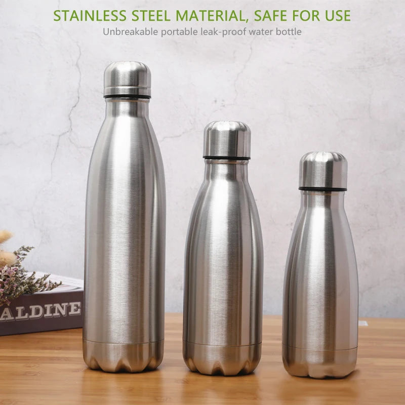 Stainless Steel Water Bottle Cycling Sports Drinking Cup Leakproof Portable Water Bottles Outdoor Camping Hiking Gym Kettle 2024