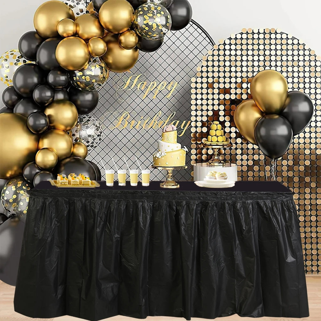 2pcs/pack Plain Disposable Table Skirt, PE Rectangle Tablecloth And Skirt Decoration For Wedding Birthday Party Supplies