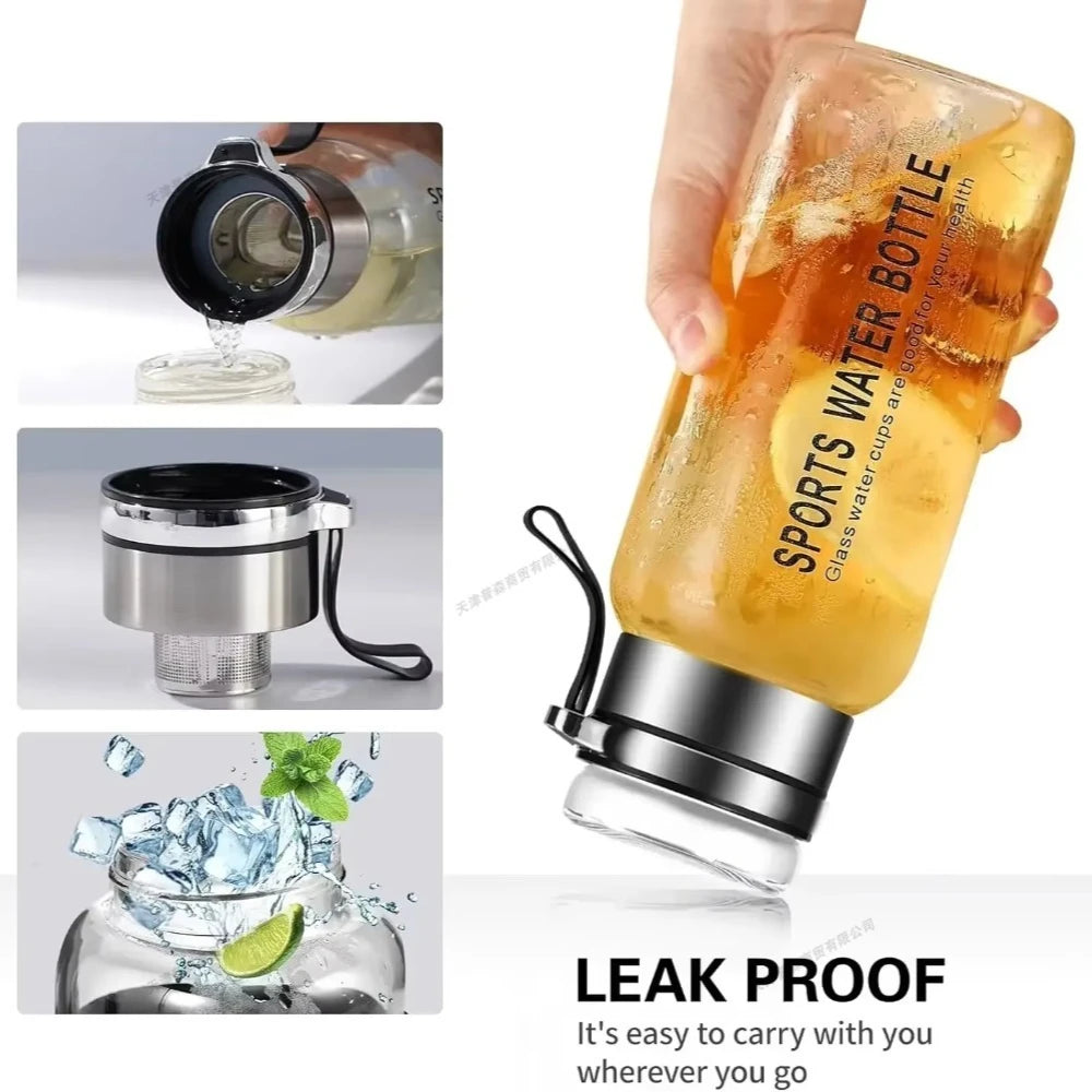 0.75/1.0/1.2/1.5/2L Large Capacity Glass Transparent Water Bottles Milk Juice Cup for Tour Outdoor Sports Travel Glass Bottle