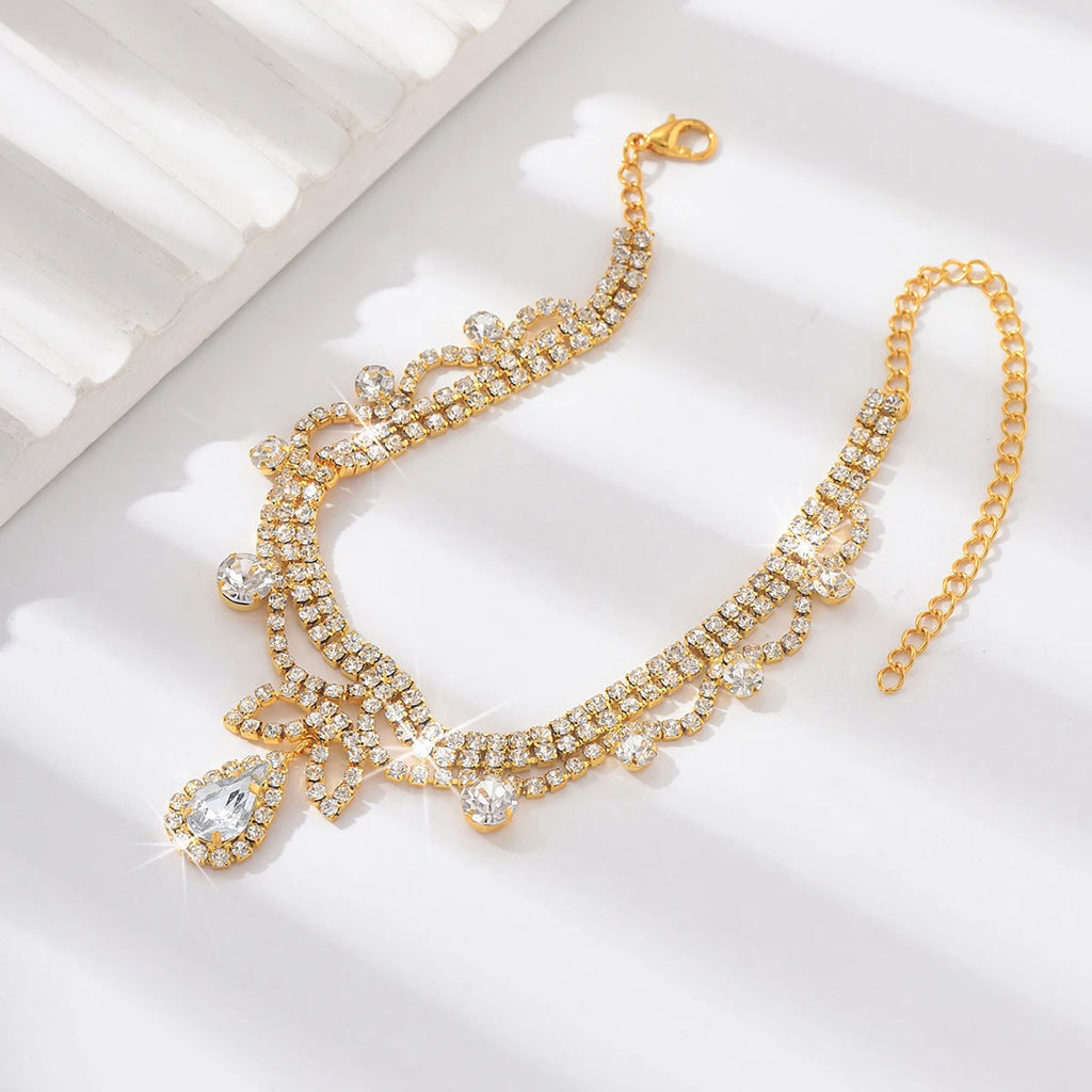 1PC Fashion Ladies' Sparkling Water Drop Pendant Foot Chain Travel Beach Banquet Party Vacation Gift