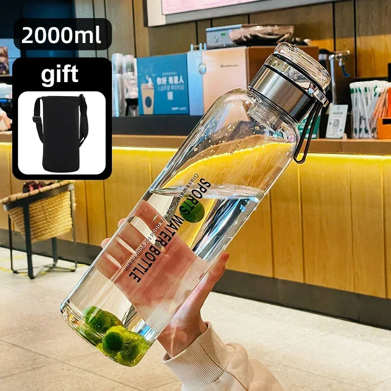 0.75/1.0/1.2/1.5/2L Large Capacity Glass Transparent Water Bottles Milk Juice Cup for Tour Outdoor Sports Travel Glass Bottle