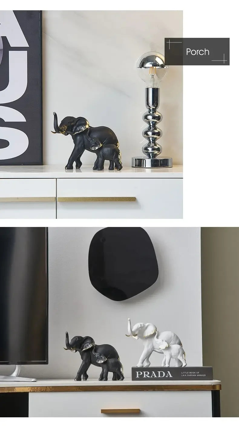 1pairs Creative Modern Decor Animal Resin Elephant Statues & Figurines Sculpture Living Room Table Ornaments Crafts