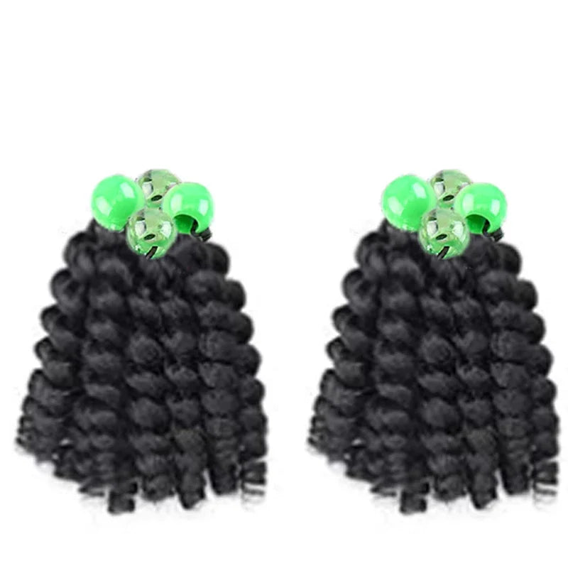 2PCS  Hair 2024 New Little Girls Braided Ponytails with Beads Kids Girls Hair Bow Glitter Shinny Shining with Big Balls Bubbles