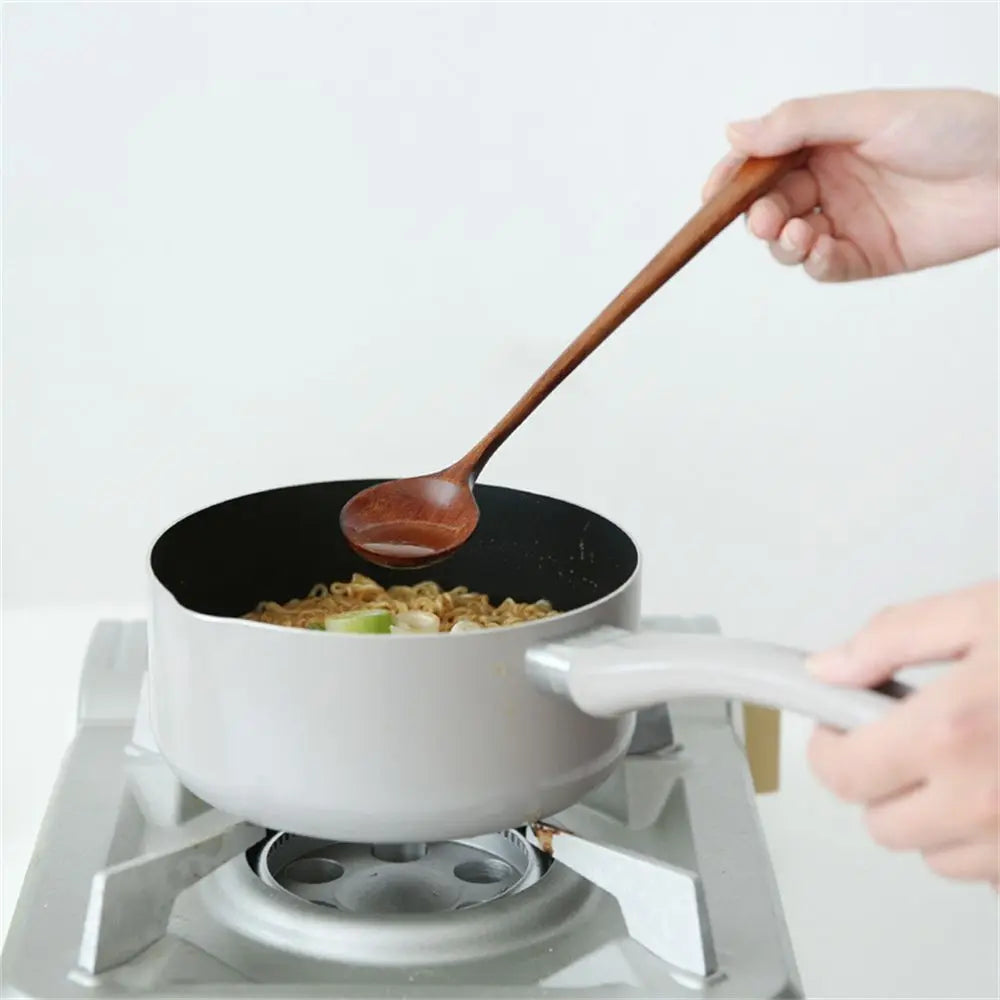 1/2Pcs Wooden Spoon Soup Spoon and Fork Eco Friendly Products Tableware Natural Ellipse Ladle Spoon Set Spoons for Cooking