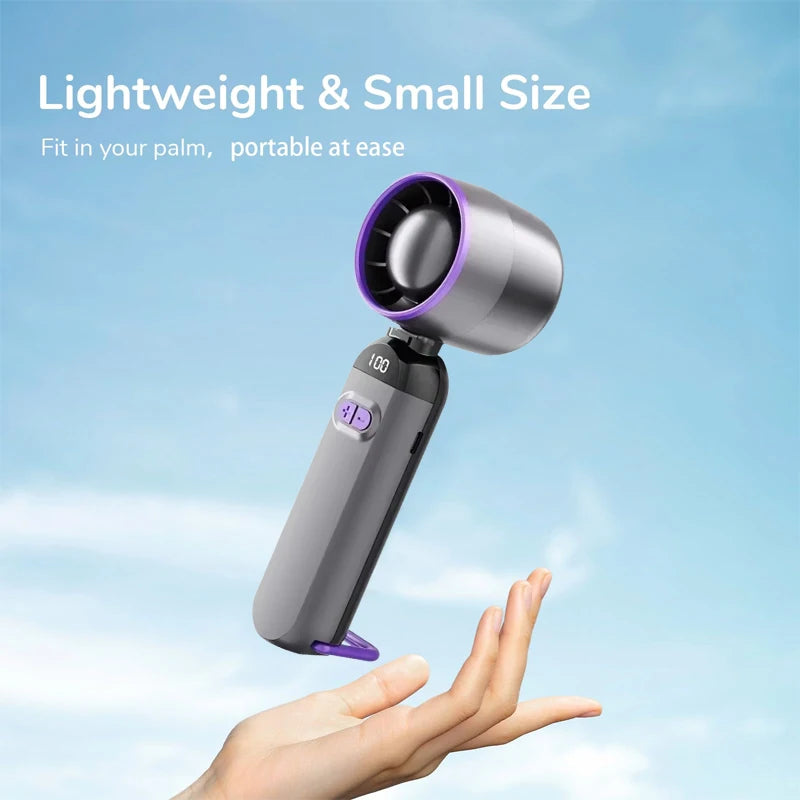 2025 New Portable Handheld Turbo Fan 5 Gear Wind Battery Operated Mini Turbo Fan for Concerts Cruise Makeup Outdoor Activities