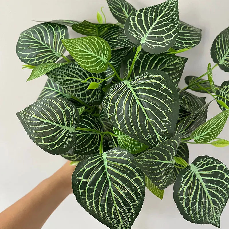 35cm 7 Forks Artificial Plants Fake Leaf Plant Wall Plastic Scindapsus Leaves Floral Small Creeper For Home Garden Office Decor