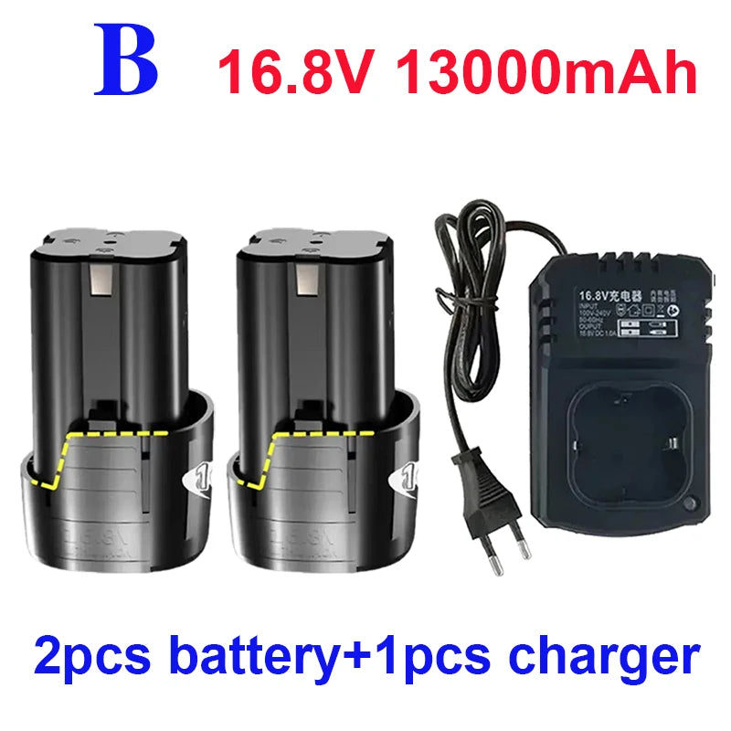 100% New Original 16.8V.13000mAh. Tool. Electric. Battery, rechargeable drill. Screwdriver. Wireless. Electric drill.