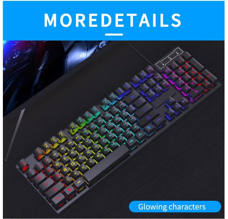 104 key Backlit Computer Keyboard Waterproof Gaming Keyboard Backlit Ergonomics Colorful Mechanical Feel Keyboard And Mouse Set