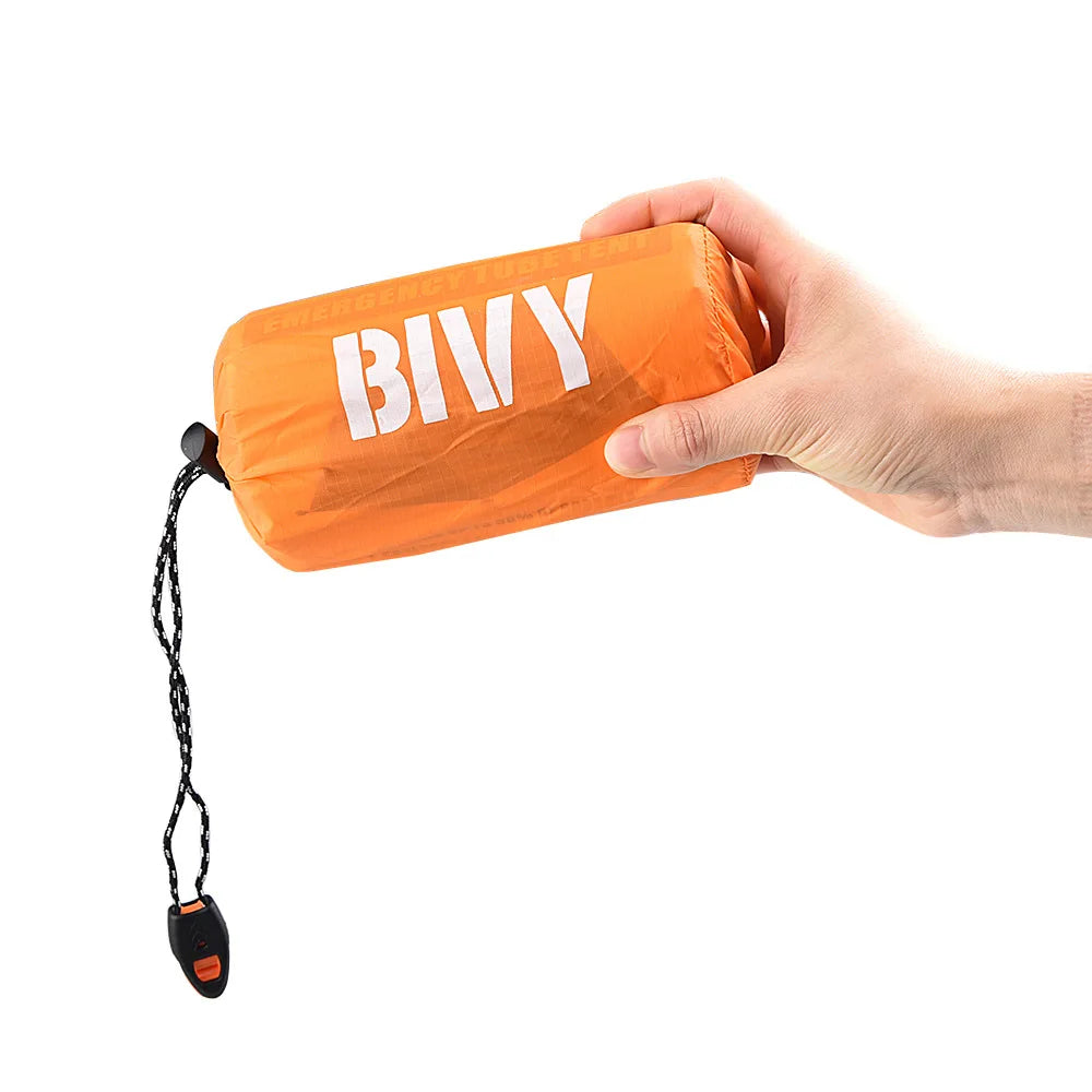 2 Person Emergency Shelter Survival Bivy Tube Tent Kit Thermal Blanket SOS Sleeping Bag Waterproof Survival Equipment