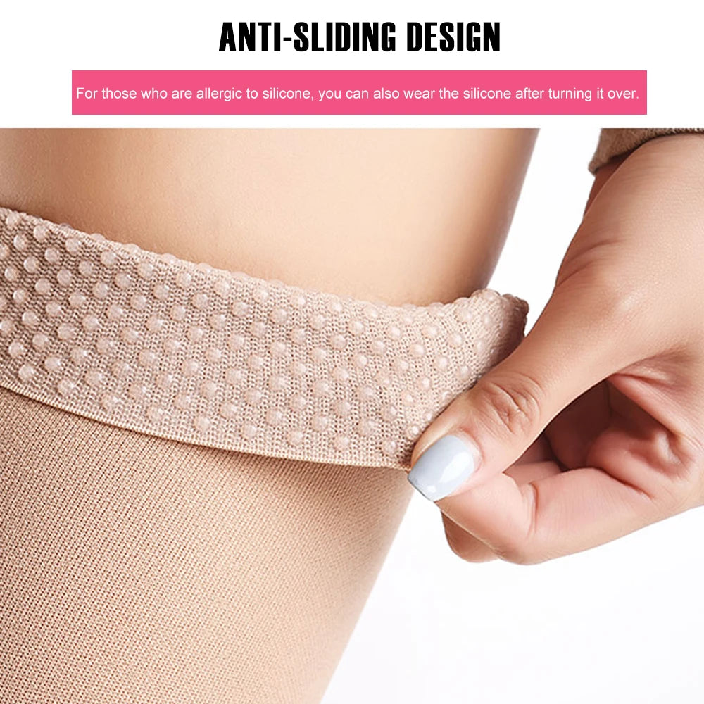 1Pair Thigh High Compression Stockings, Firm Support 20-30 mmHg Gradient Compression Medical Support Varicose Veins Swelling