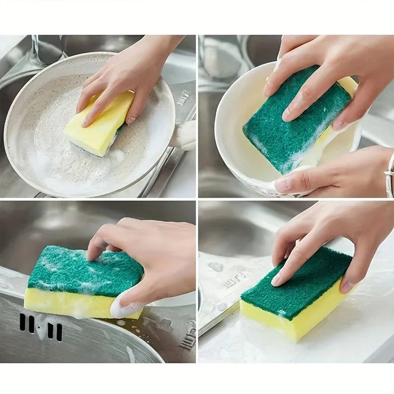 20Pcs Double-Sided Scouring Pads Kitchen Sponge Dishwashing Scrub Pads for Pot Bowl Home Cleaning Tools