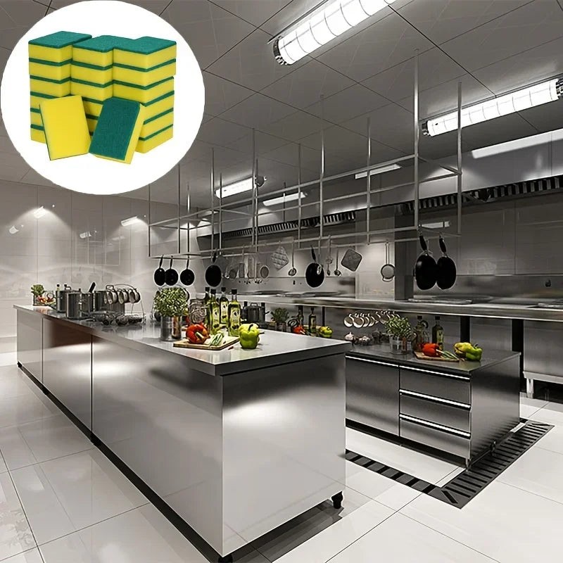 20Pcs Double-Sided Scouring Pads Kitchen Sponge Dishwashing Scrub Pads for Pot Bowl Home Cleaning Tools