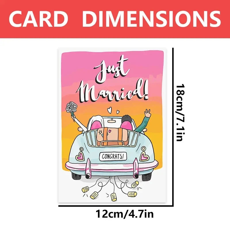 1pc, Wedding cards, just merried, bride and groom, car, love, wedding invitations to friends and relatives.
