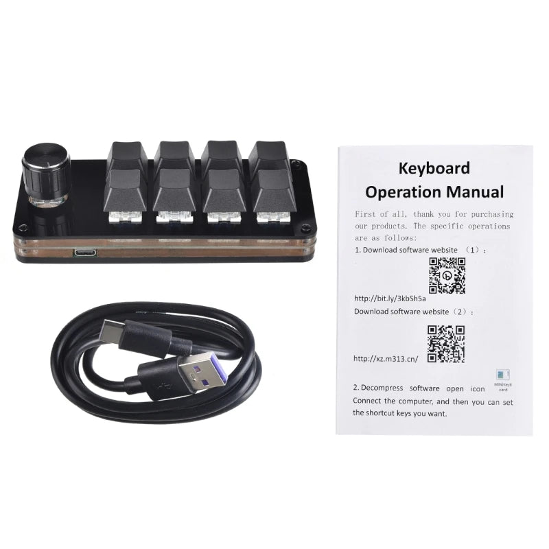 3/5/8/9/10/14/16 Keys Programmable Keyboard Multifunctional USB Mechanical Keyboard One Hand Macro Mechanical Keyboard with Knob