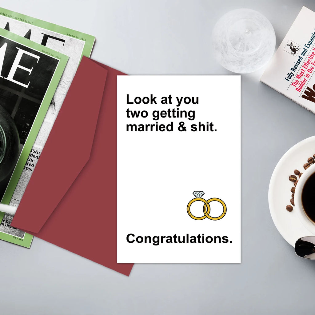 1Set Funny Marriage Congratulations Card For Newly Wed Couple,Hilarious Engagement Cards For Friends Personalized Wedding Cards