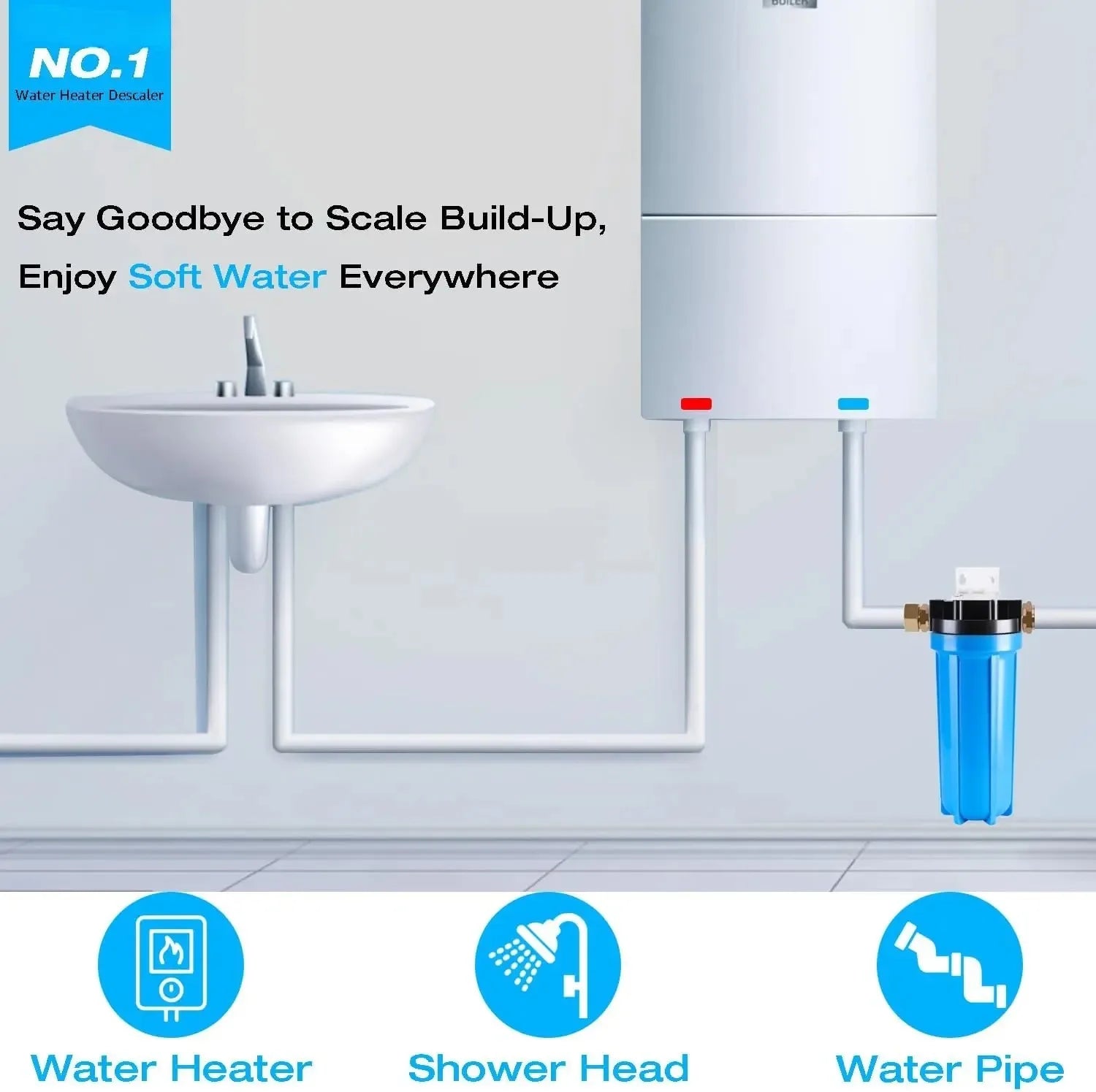 1-Stage Whole House Water Filter, with Iron Manganese Reducing Water Filter, for Well Water,  Universal Housing