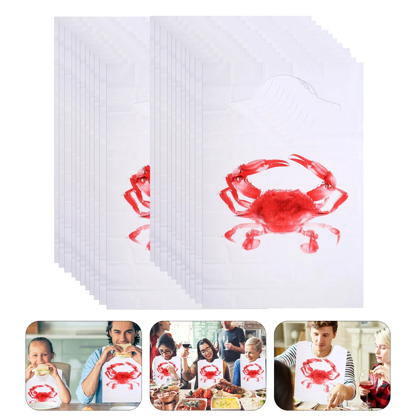 100 Pcs Adult Crab Bibs Portable Disposable Apron Bbq Waterproof Plastic Aprons Sleeveless