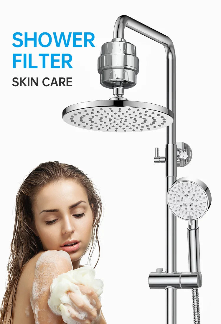 15 Layers of Filtration  Shower Water Filter Remove Chlorine Heavy Metals - Filtered Showers Head Soften for Hard Water
