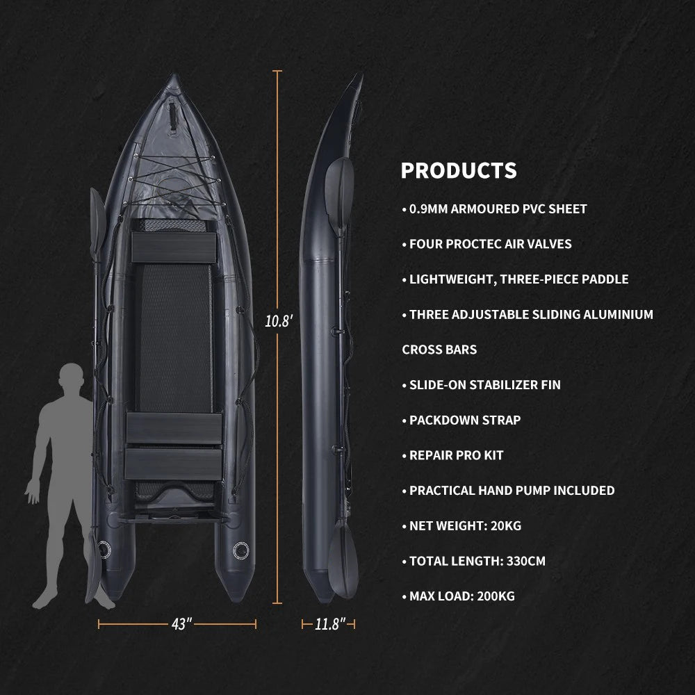 2-Person Inflatable Fishing Kayak w/ Aluminum Oars & Pump - Lightweight PVC Canoe for Lake/River, Durable Portable Watercraft