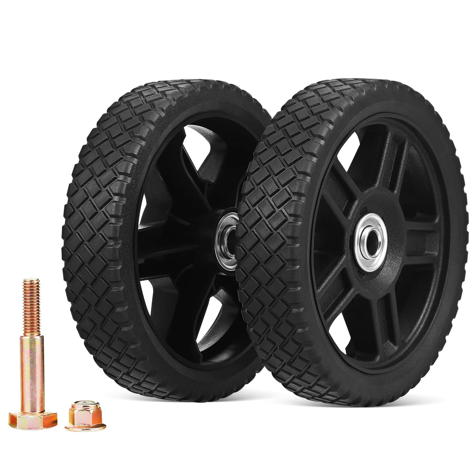 2 Pcs Lawn Mower Wheels 7 Inch Push Mowers Plastic Wheels Smooth Operation Various Terrains Sturdy Material