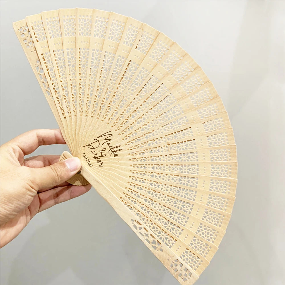 10/50 Pieces Personalized Hand Fan Wedding, wooden folding hand fans, Personalized Fan Wedding Gifts Guests Lot with Fan Bag