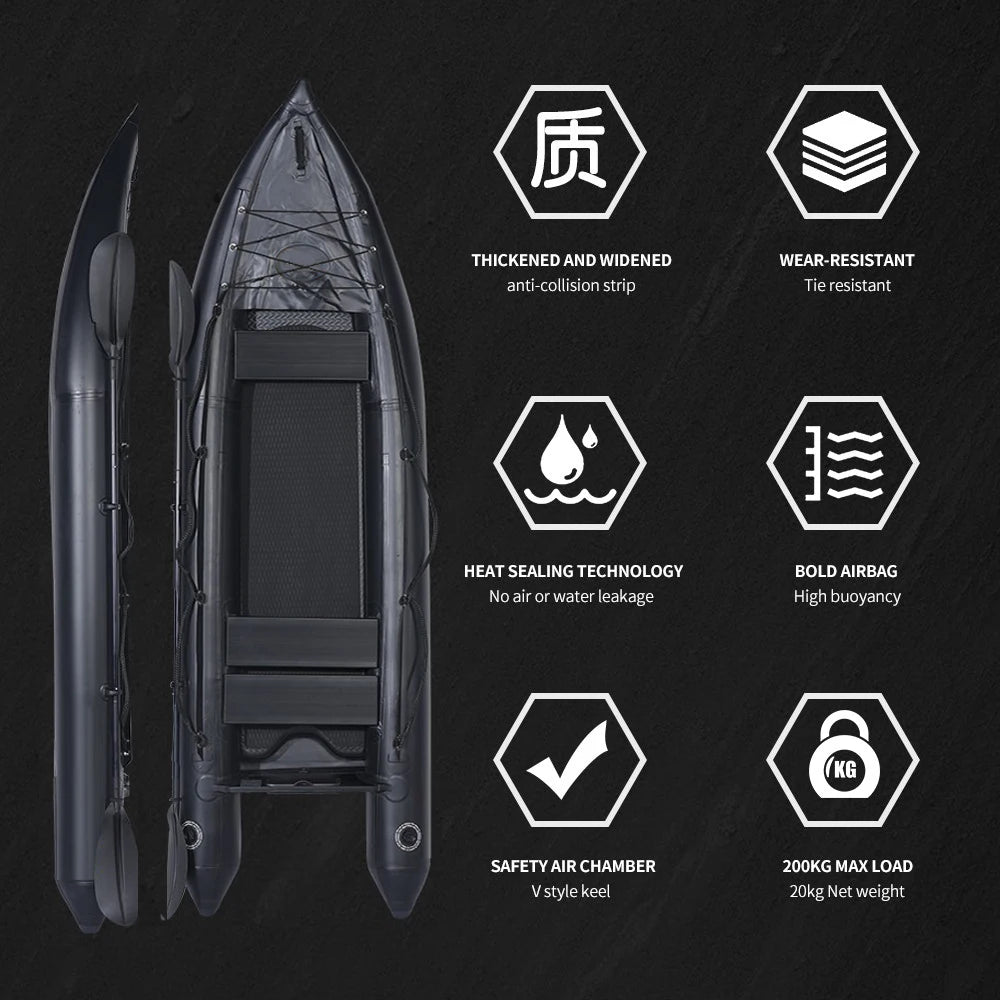 2-Person Inflatable Fishing Kayak w/ Aluminum Oars & Pump - Lightweight PVC Canoe for Lake/River, Durable Portable Watercraft