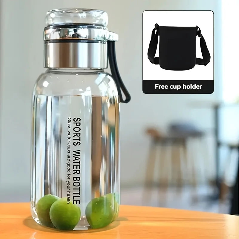 750ml Large Capacity Glass Water Bottle - Transparent, Leakproof, Portable Drinkware for Outdoor, Gym, or Daily Use, Reusable