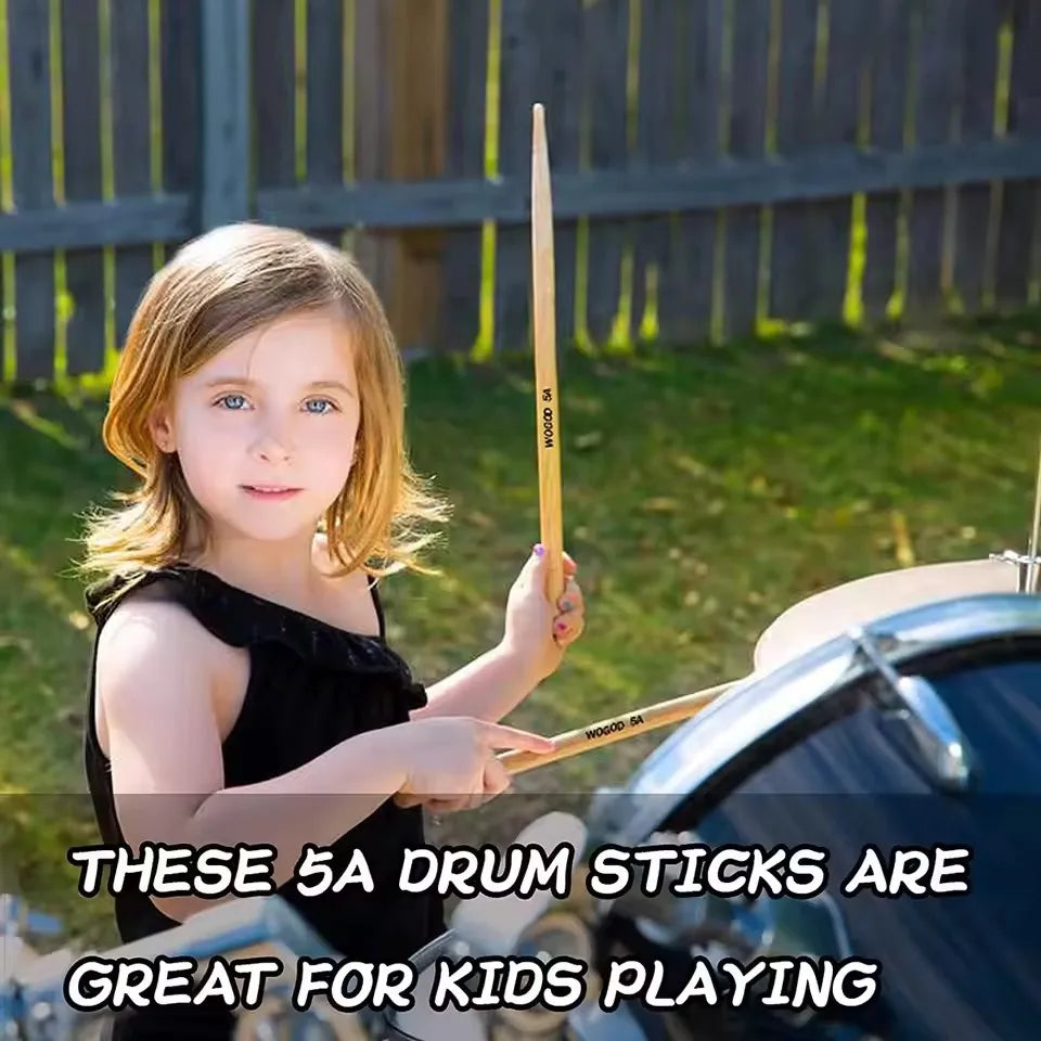 1Pairs 5A/7A Drumsticks, Wood Tip Drum Sticks Maple Wooden Drum Sticks Drum Set, Percussion Accessories for Drummer or Beginner