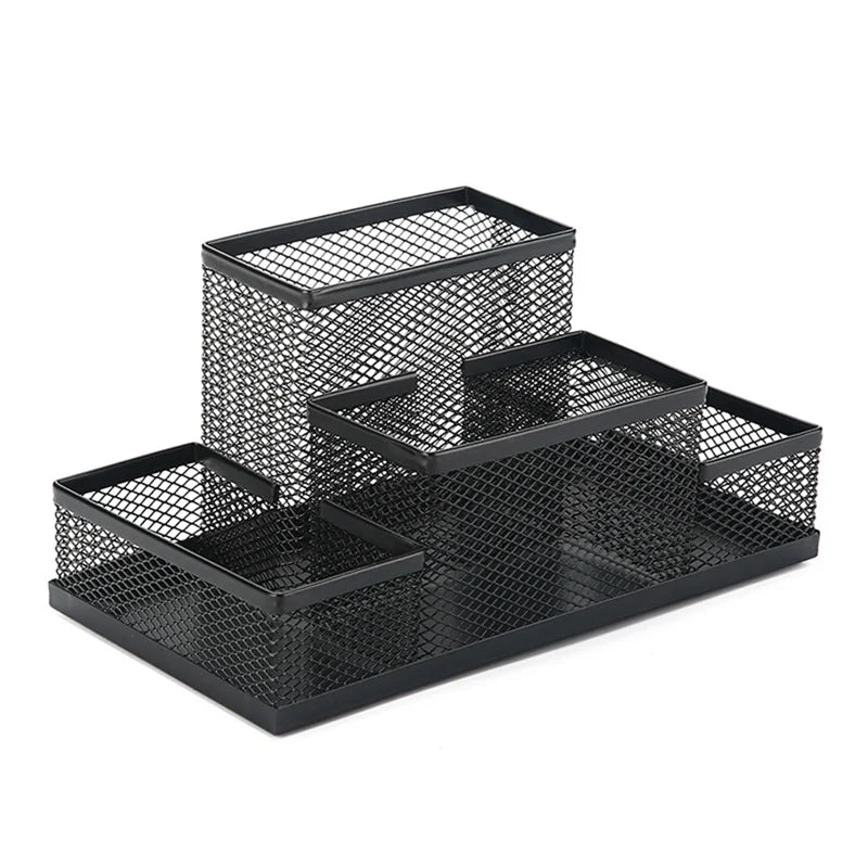 1Pc Fashion Multifunctional Office Stationery Desk Organizer Mesh Collection Pen Holder Organizer Box Office School Supplies