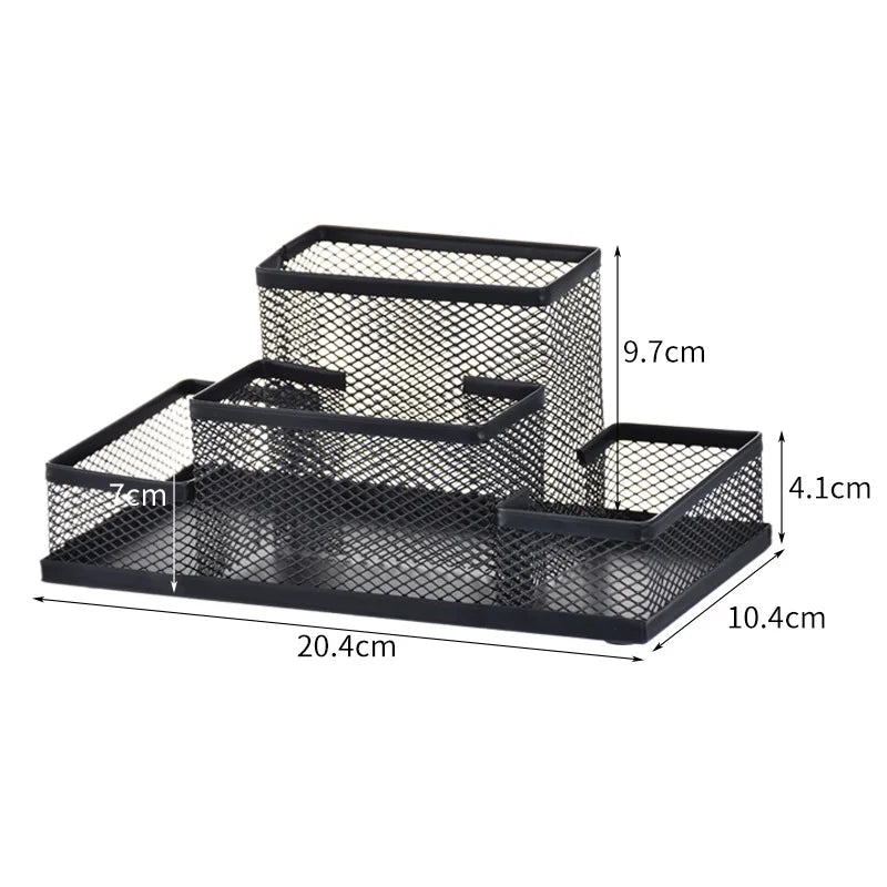 1Pc Fashion Multifunctional Office Stationery Desk Organizer Mesh Collection Pen Holder Organizer Box Office School Supplies