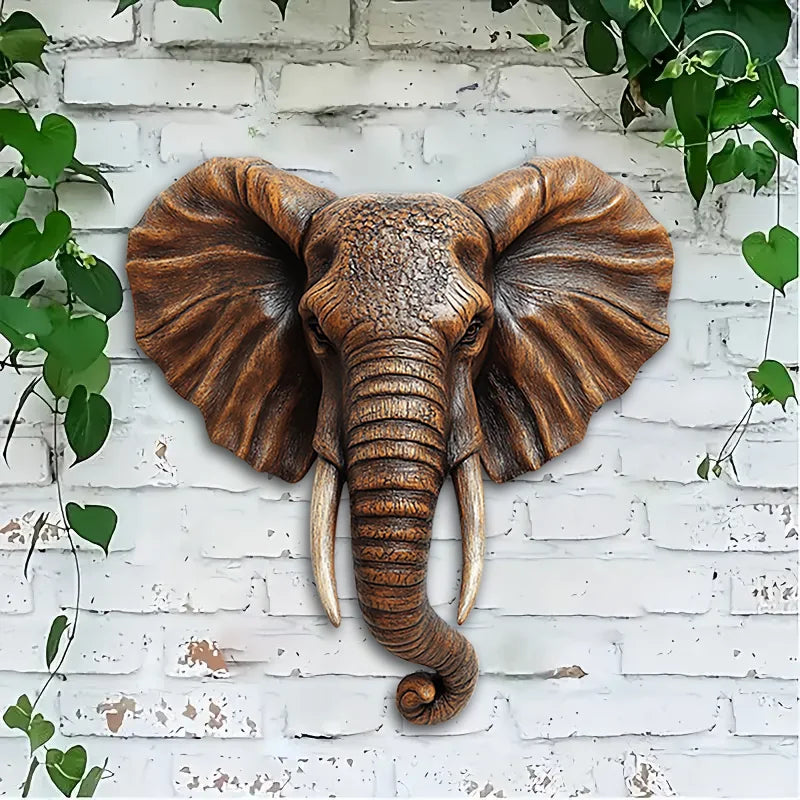 2D Flat Printing Large-scale Wooden Art Elephant Head Flat Home Decoration Wall Decor Festival Wall hanging Retro Items