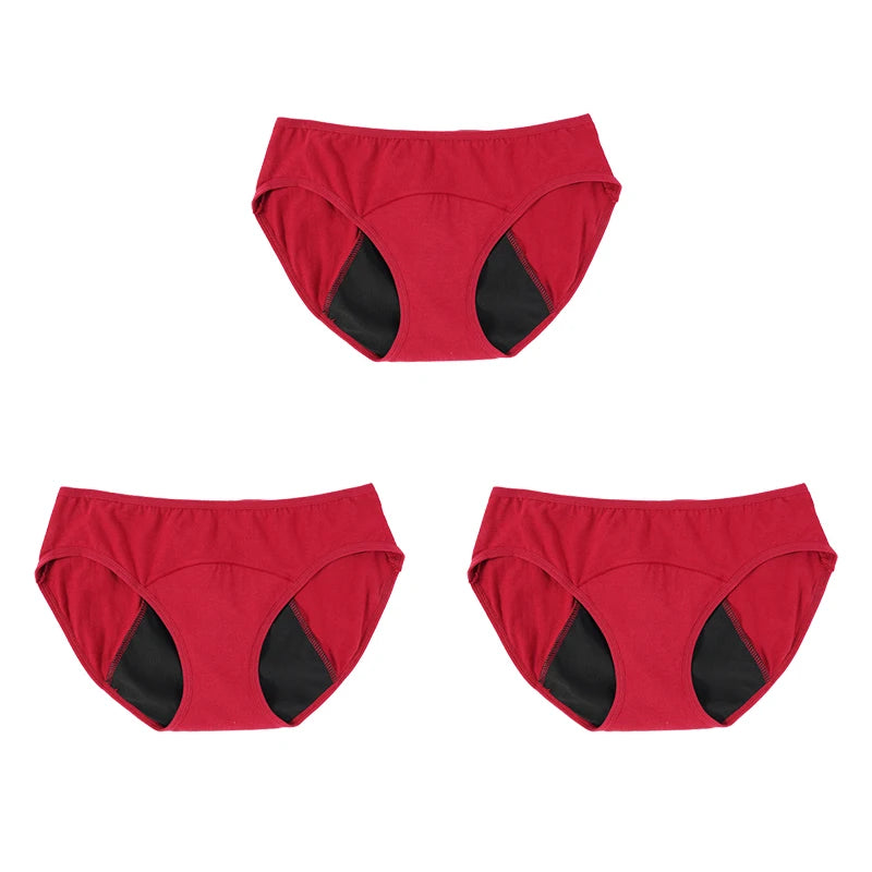 3PCS Menstrual Panties Physiological Pants Women Underwear Period Cotton Absorb Water Quick-dry Briefs Female Lingerie Plus Size