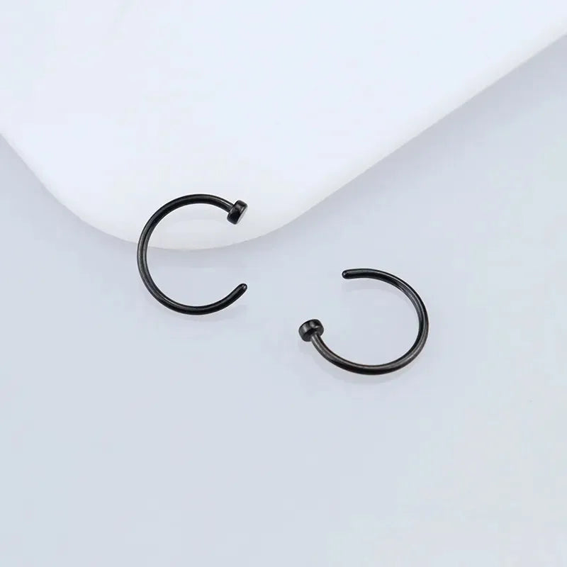 2/6Pcs Fake Nose Rings for Women, 316L Stainless Steel Lip Rings Labret Ring Nostril Hoop Piercing Studs Nose Piercing Jewelry