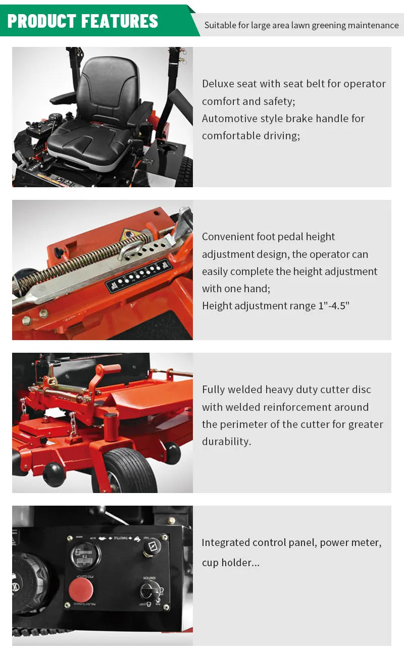 360° Turn Riding Lawn Mower 48-Inch15 HP Gasoline-Powered Petrol Zero Turn Garden Ride Grass Cutting Lawn Mower Customization