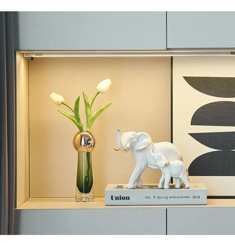 1pairs Creative Modern Decor Animal Resin Elephant Statues & Figurines Sculpture Living Room Table Ornaments Crafts