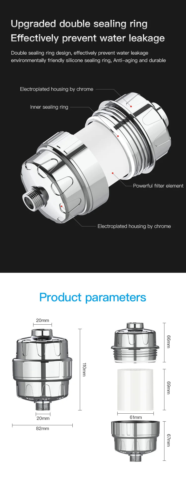 15 Layers of Filtration  Shower Water Filter Remove Chlorine Heavy Metals - Filtered Showers Head Soften for Hard Water
