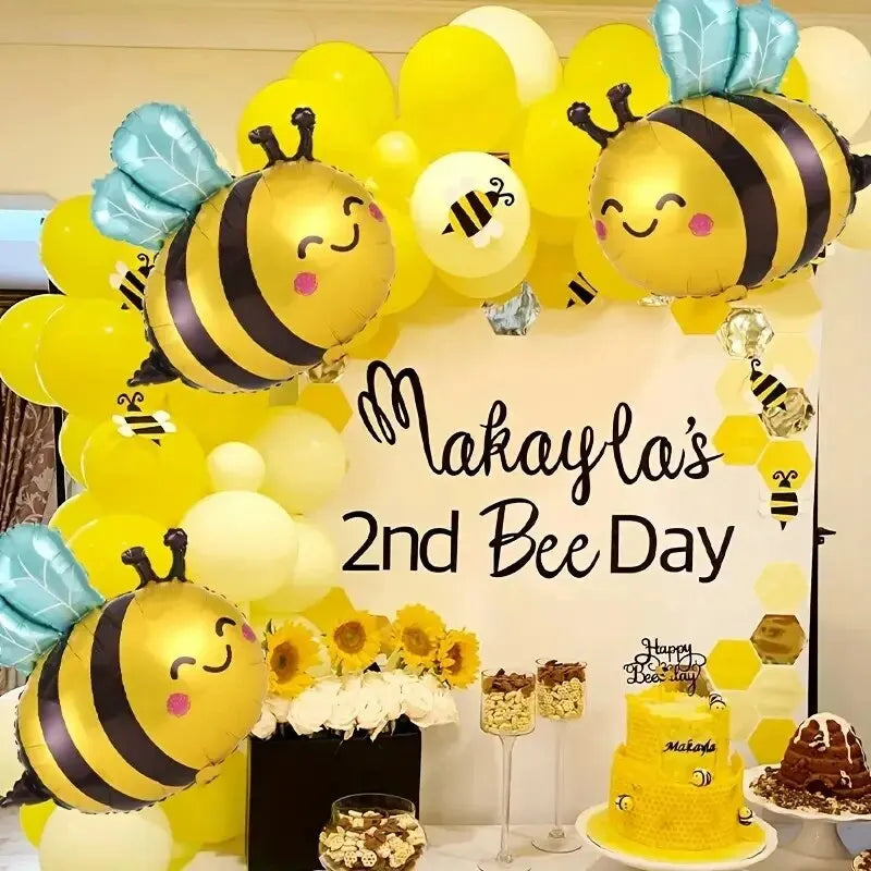 3pcs, Cute Bee Balloon Set for Party Scene Arrangement -AluminumFilm Balloons with Animal Design