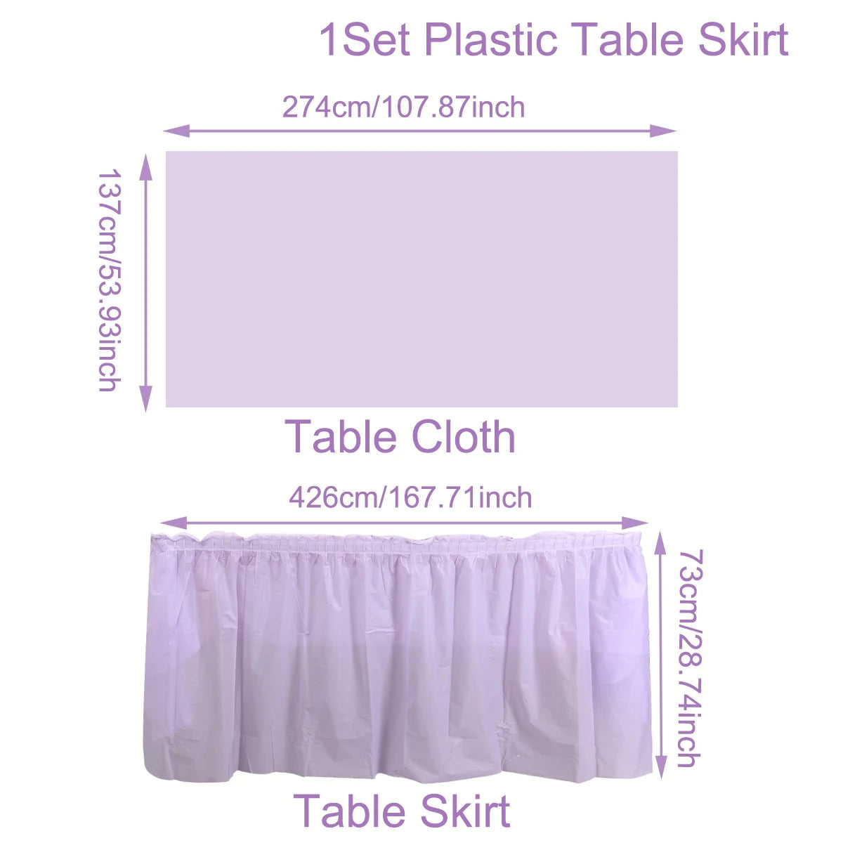 2pcs/pack Plain Disposable Table Skirt, PE Rectangle Tablecloth And Skirt Decoration For Wedding Birthday Party Supplies