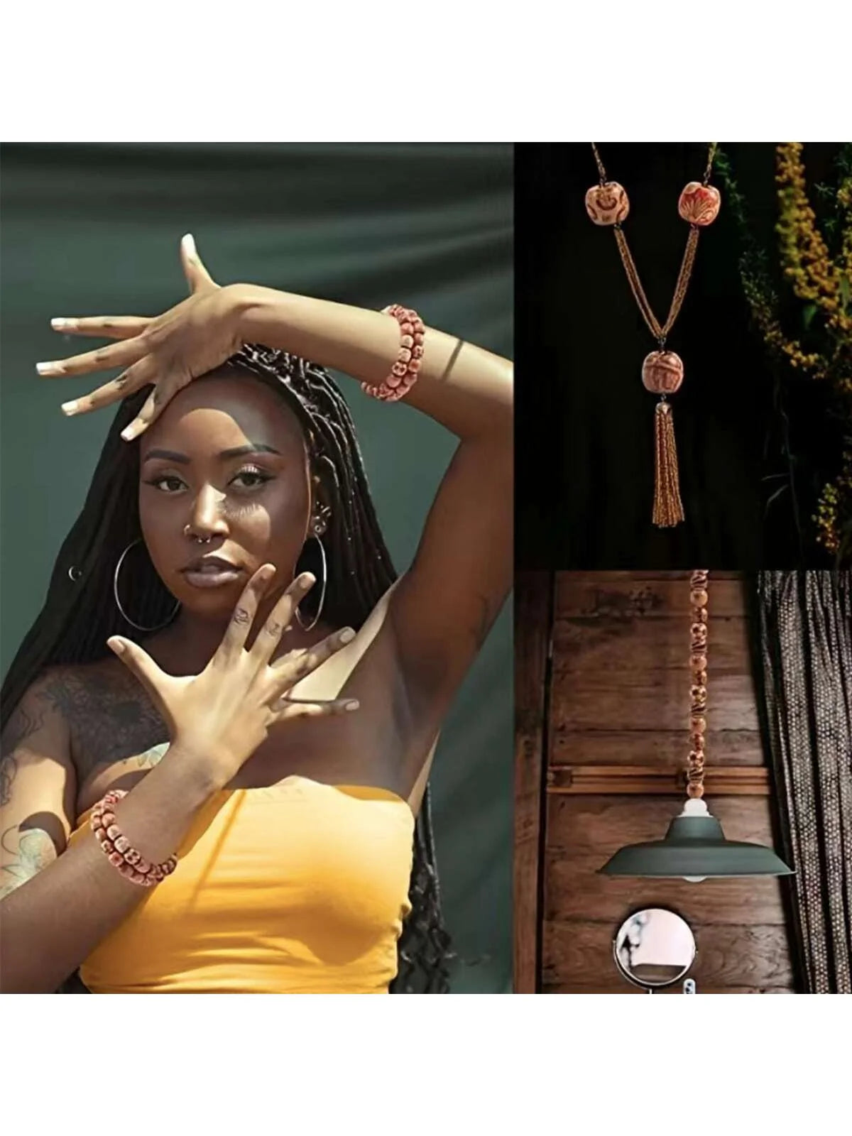 100pcs Wooden Bead DIY Hair Accessory Boho
