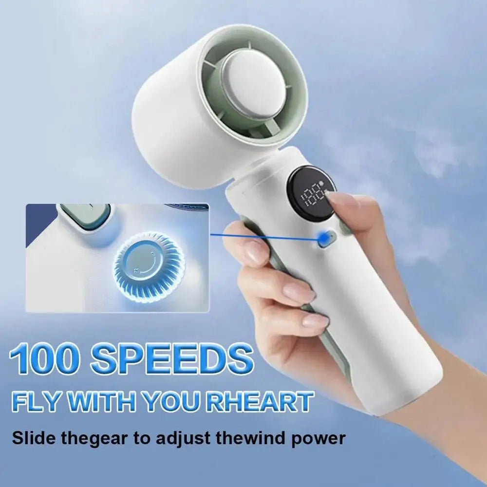 15h Long Battery Portable Fans 12W 4000mAh Handheld Mini Fan With LED Display 100 Speeds Rechargeable Quite Fan For Beach Travel