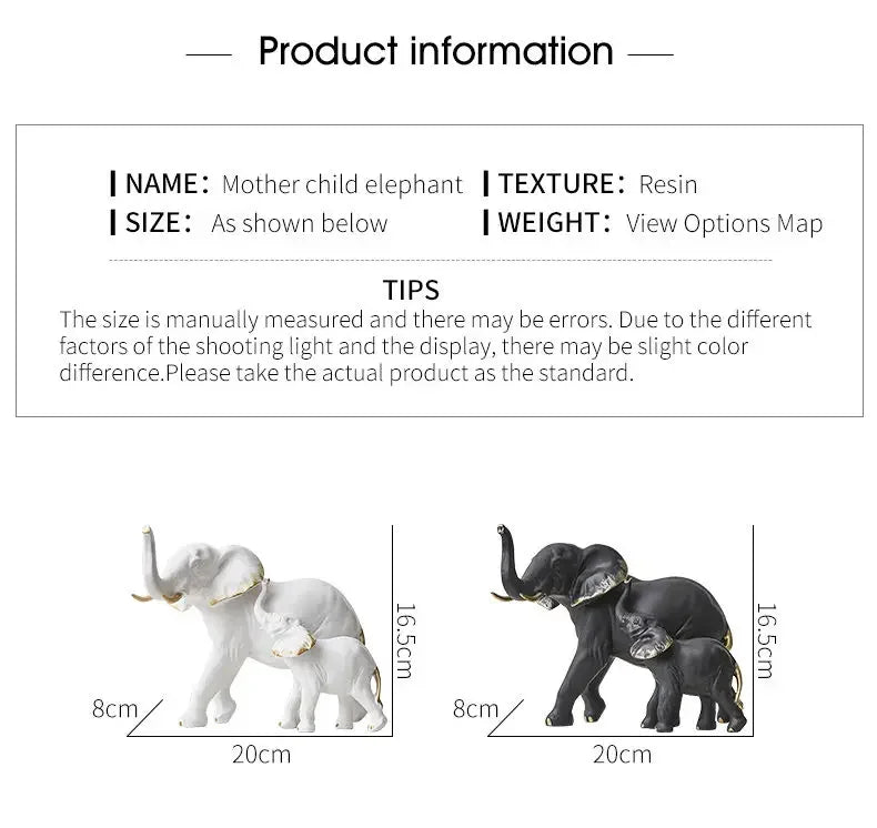 1pairs Creative Modern Decor Animal Resin Elephant Statues & Figurines Sculpture Living Room Table Ornaments Crafts