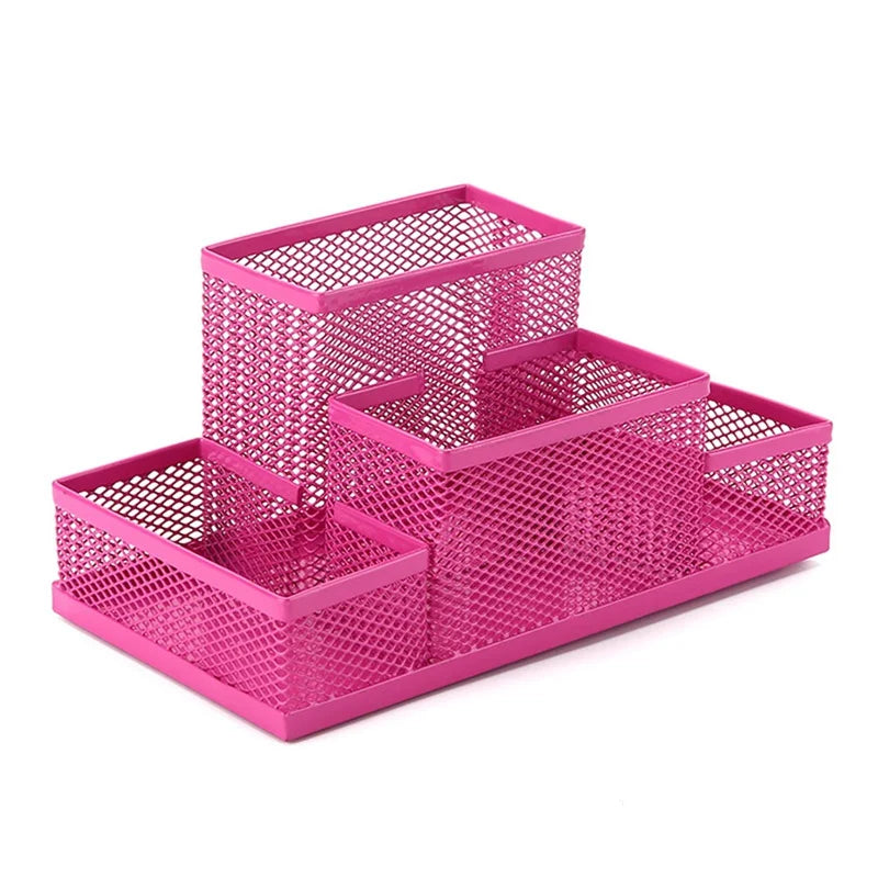 1Pc Fashion Multifunctional Office Stationery Desk Organizer Mesh Collection Pen Holder Organizer Box Office School Supplies