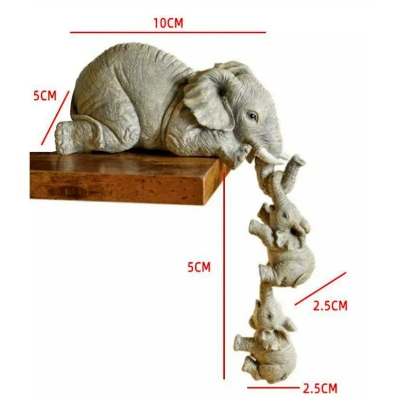 3Pcs/Set Cute Elephant Figurines Home Decor Creative Crafts Elephant Holding Baby Elephant Resin Home Furnishing Gift Decor