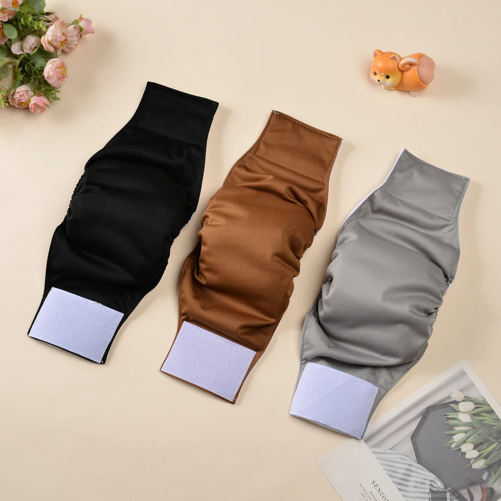 3pcs Washable Male Dog Diapers For Small Big Dogs Reusable Pet Sanitary Panties Bell Wrap High Absorbing Puppy Leak-proof Diaper
