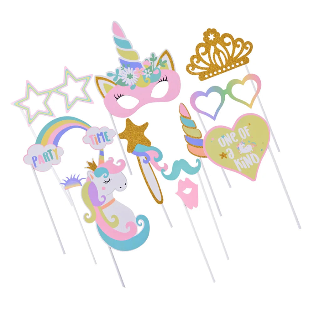 12 Pcs Photo Props Fotobudka Photobooth Wedding Accessories Photomaton Funny Party Unicorn Selfie Birthday Supplies Baby Shower
