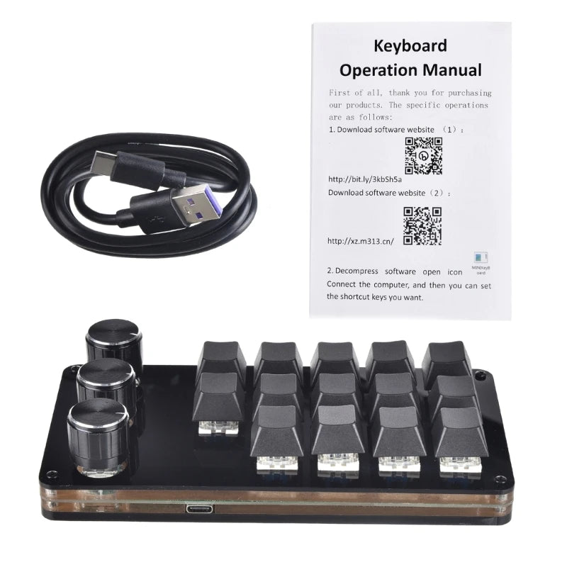 3/5/8/9/10/14/16 Keys Programmable Keyboard Multifunctional USB Mechanical Keyboard One Hand Macro Mechanical Keyboard with Knob