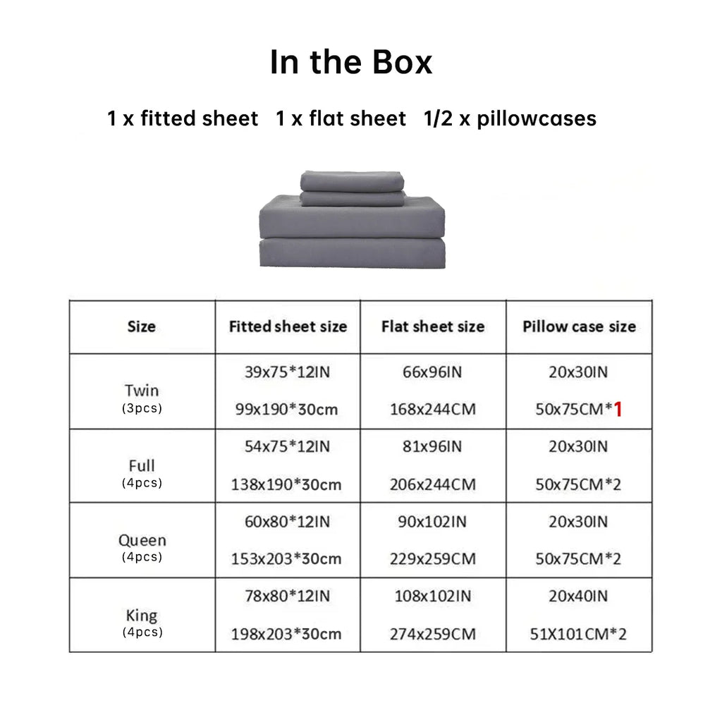3/4pcs Bedding Set - Waterproof and Breathable Fitted Sheet Set  for Bedroom, 1pc Flat sheet/ 1pc Fitted sheet /2pcs Pillowcases