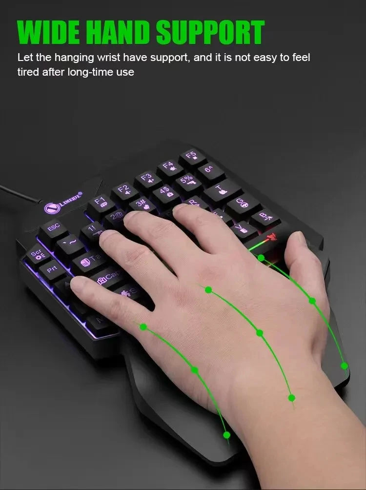 35-Key Single-Handed Mechanical Gaming Keyboard - USB Wired RGB Backlight, Ergonomic Design & Ultra-Slim Portable for Laptop/PC