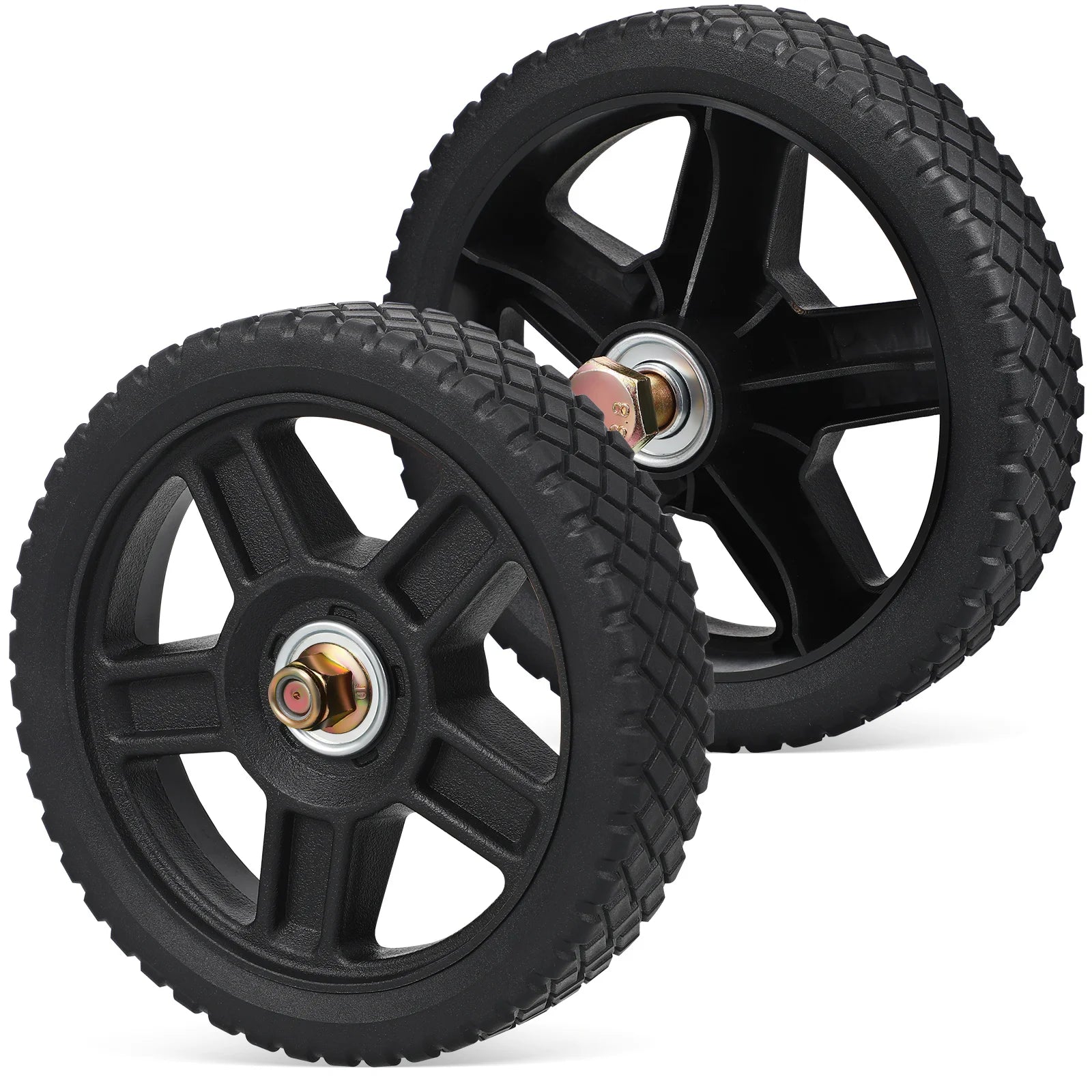 2 Pcs Lawn Mower Wheels 7 Inch Push Mowers Plastic Wheels Smooth Operation Various Terrains Sturdy Material