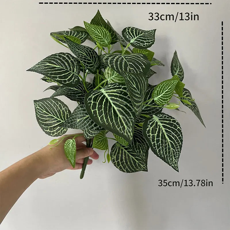 35cm 7 Forks Artificial Plants Fake Leaf Plant Wall Plastic Scindapsus Leaves Floral Small Creeper For Home Garden Office Decor